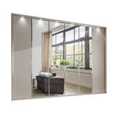 Apollo Pebble Grey and Mirror Large 6 Door Wardrobe - 300cm - Pendle Village Furniture